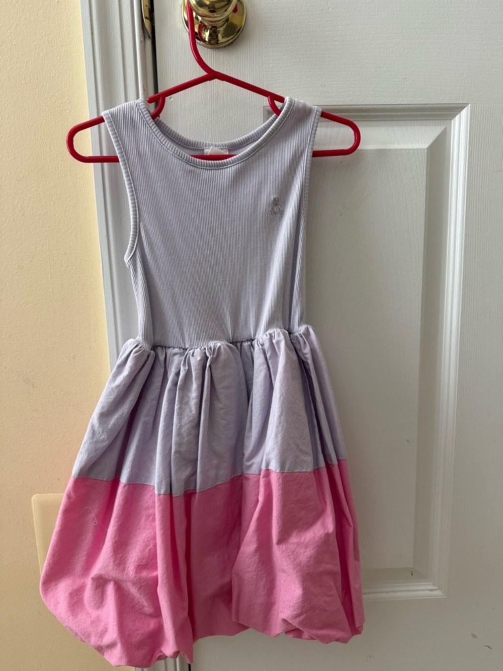Girls Lavender and Pink Colorblock Tank bubble Dress